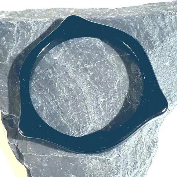 Black Irregular Triangle New Vintage Y2K 90s Retro Structural Bangle Bracelet - Picture 1 of 5